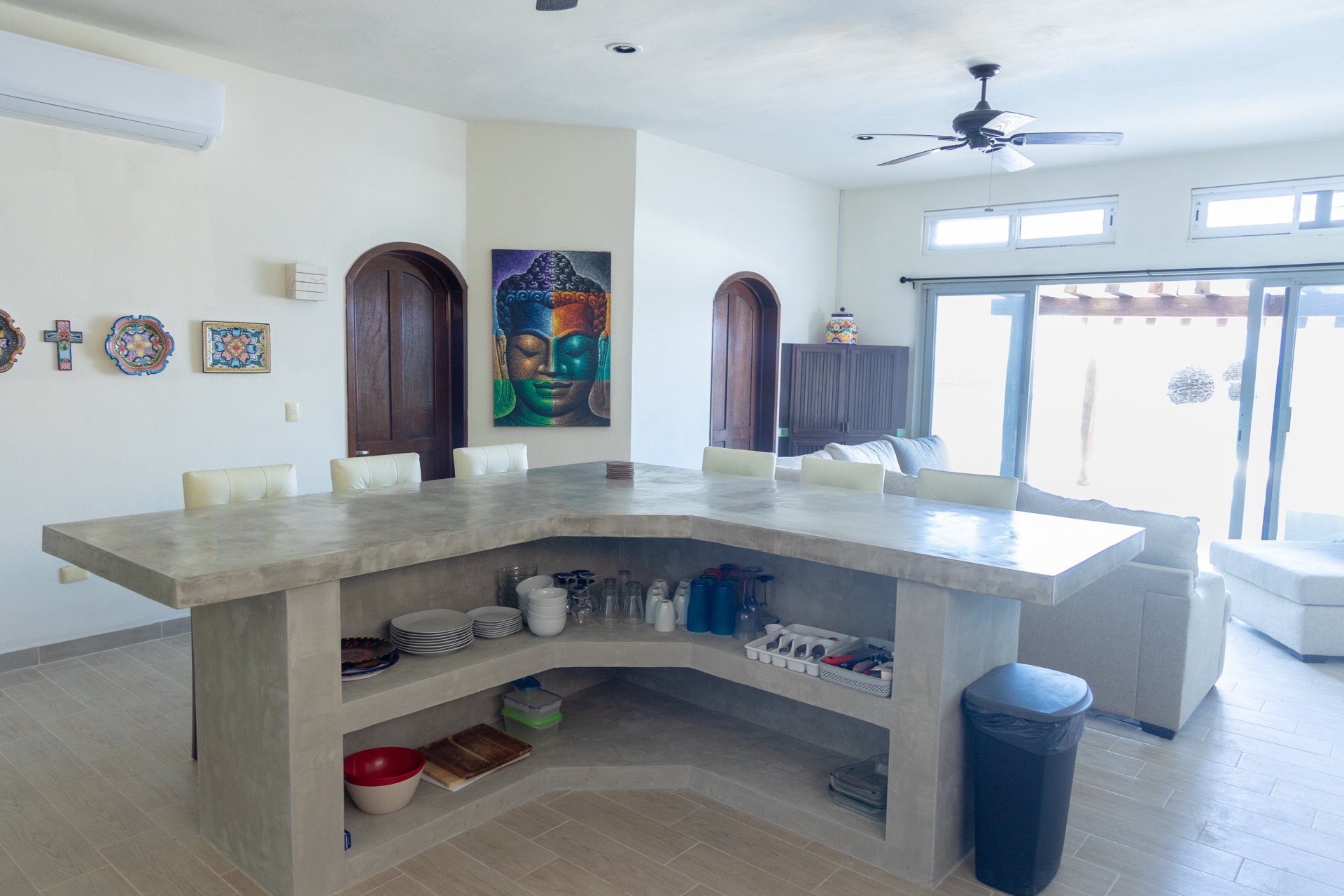 Kitchen counter and island with stainless appliances Isla Mujeres vacation home