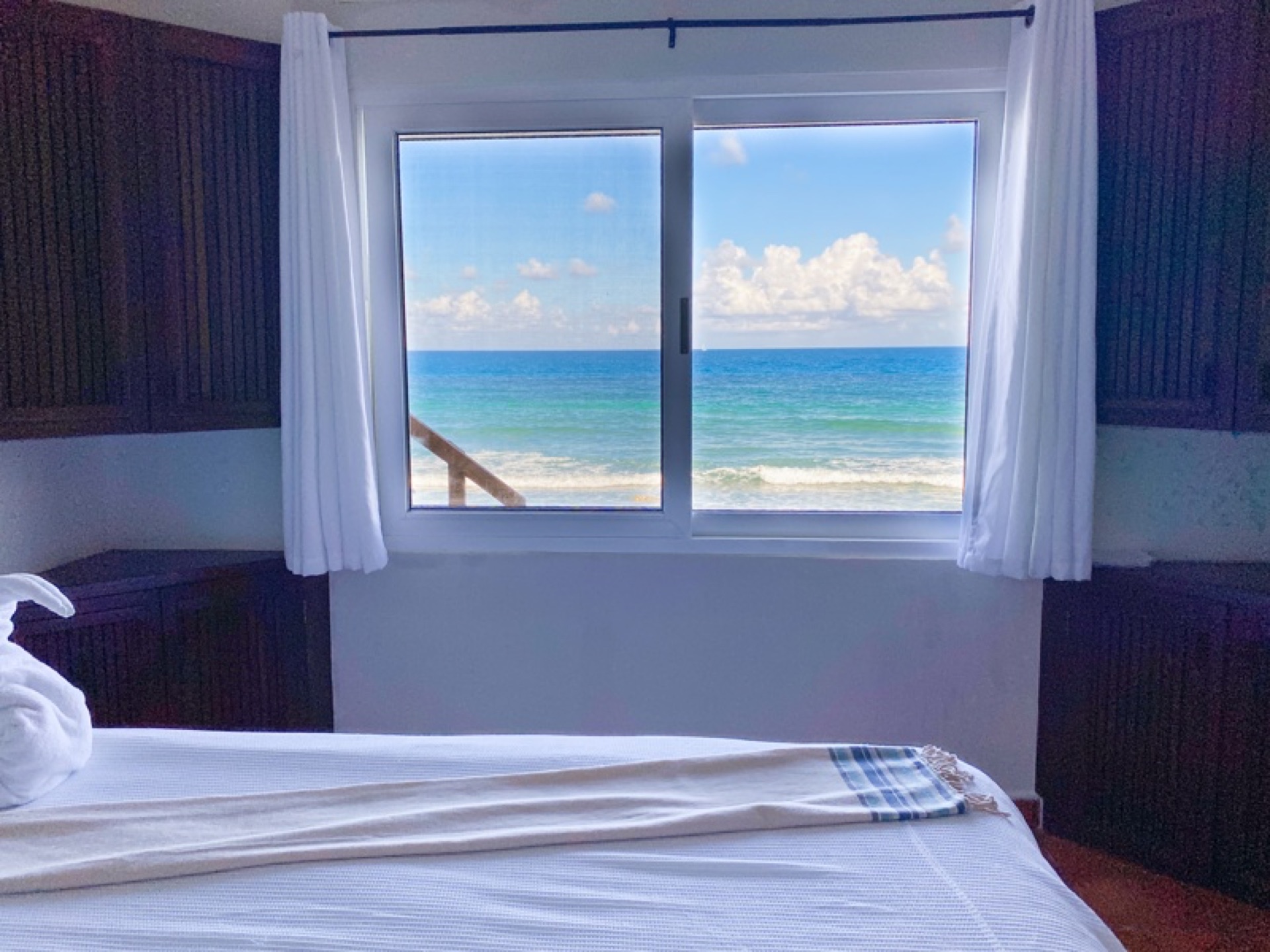 Bedroom with Caribbean view — oceanfront vacation rental Isla Mujeres
