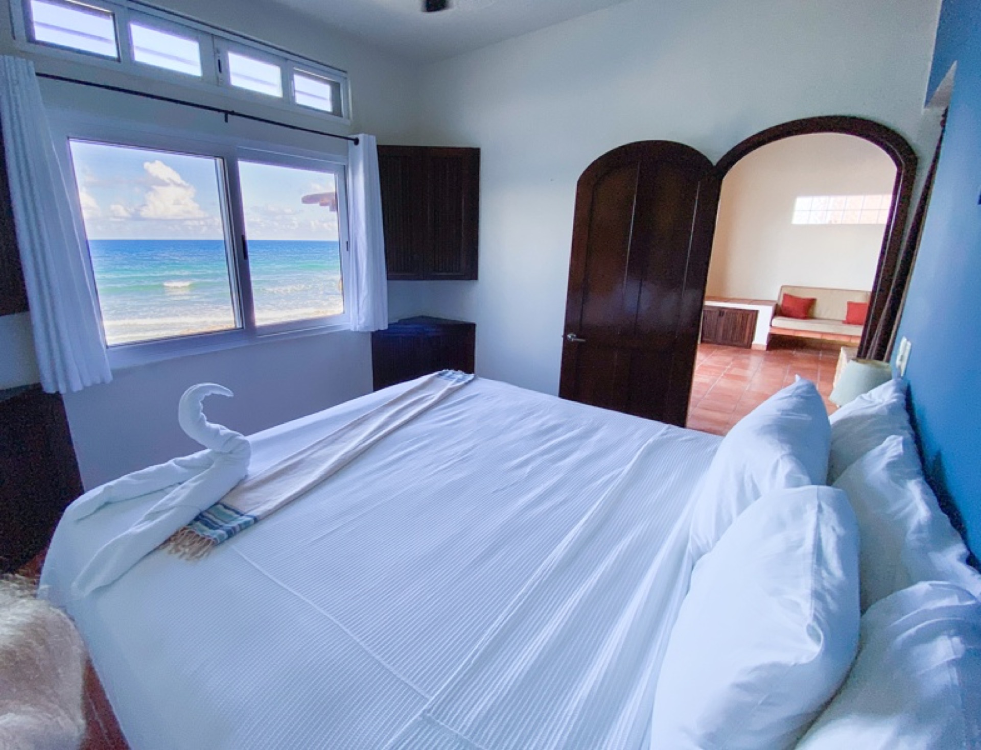 Bedroom open to the living area Isla Mujeres