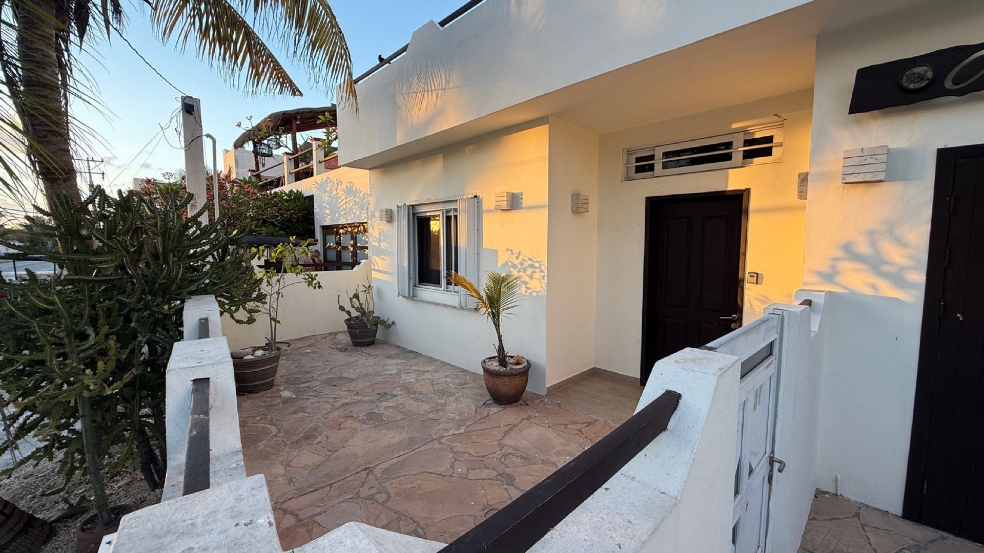 Entrance courtyard of oceanfront vacation home Isla Mujeres Mexico